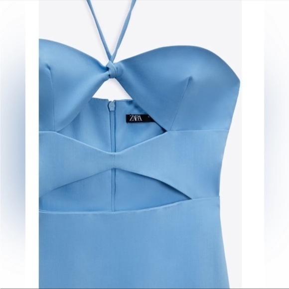 New Zara | Blue Midi Cut Out Dress - Picture 11 of 16